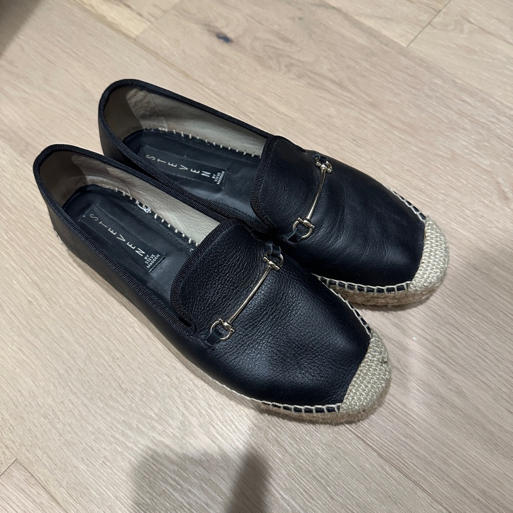 Steve Madden Black Leather Espadrilles
